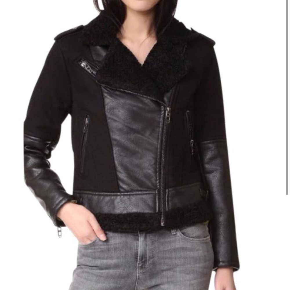 Blank NYC Black Sherpa Lined Moto Jacket